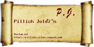 Pillich Jolán névjegykártya